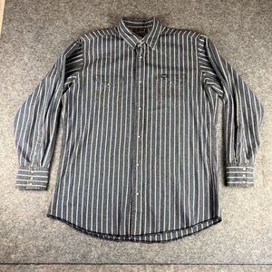 Vintage Wrangler Pearl Snap Long Sleeve Shirt Size Xl Red And Blue Striped